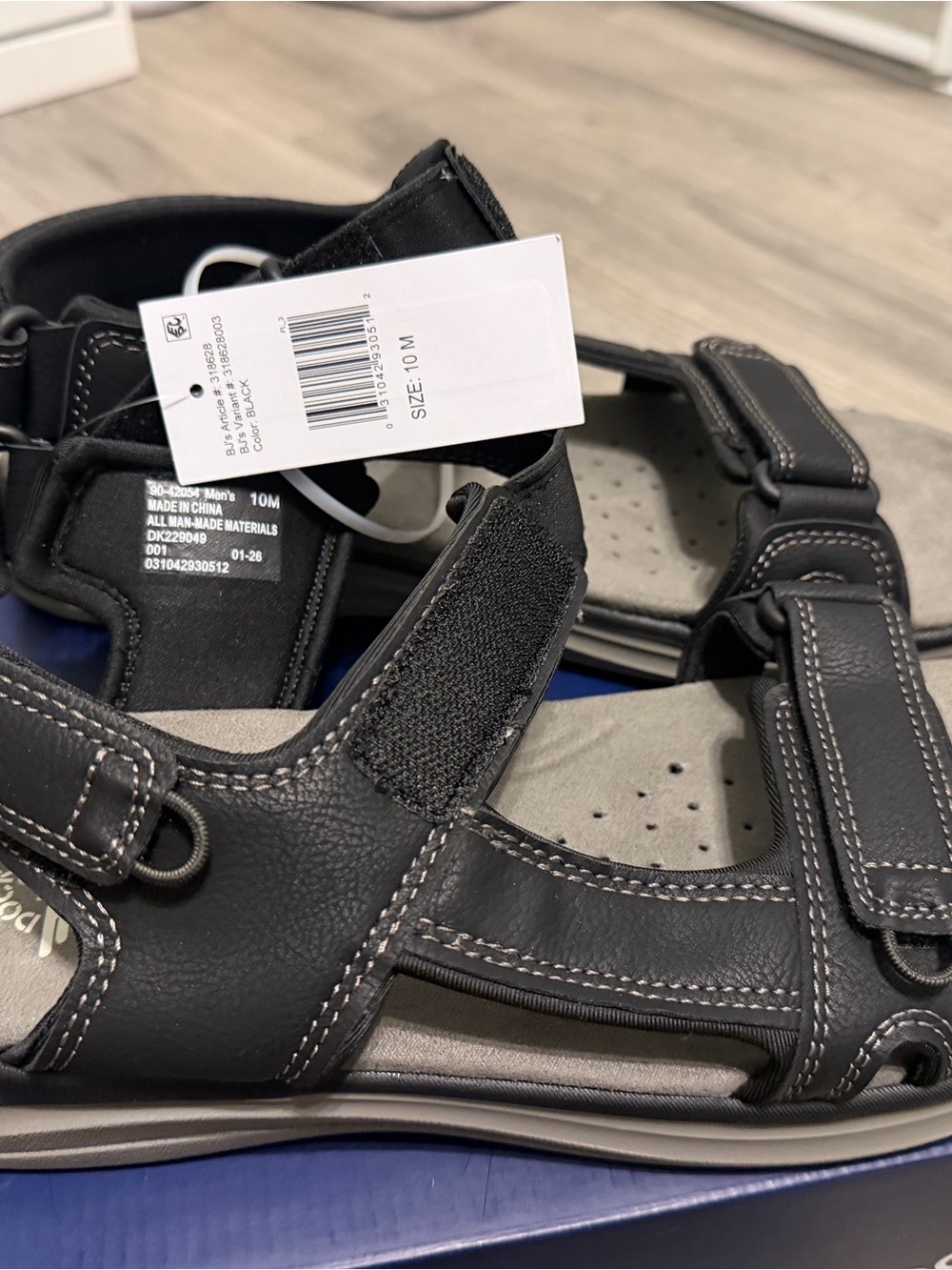 Dockers Men's Black Adjustable Leather Sport Sandals